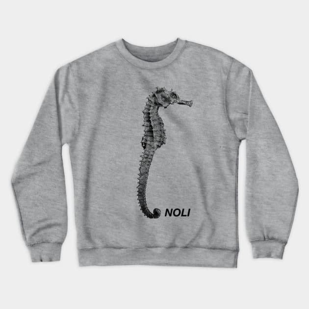 Minimalist Black and White Seahorse Print Crewneck Sweatshirt by NorthOfLongIsland